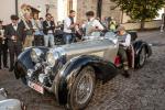 Fahrzeug Bild des Fahrers Strasser mit dem Fahrzeug Jaguar SS 100 mit Sonderkarosserie